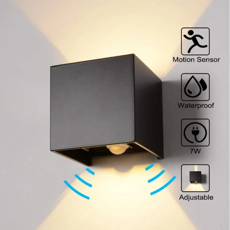 

Motion Sensor Outdoor LED Wall Light LED Wall Sconce Square Waterproof IP65 Porch Garden Wall Lamp Exterior Lighting Fixture