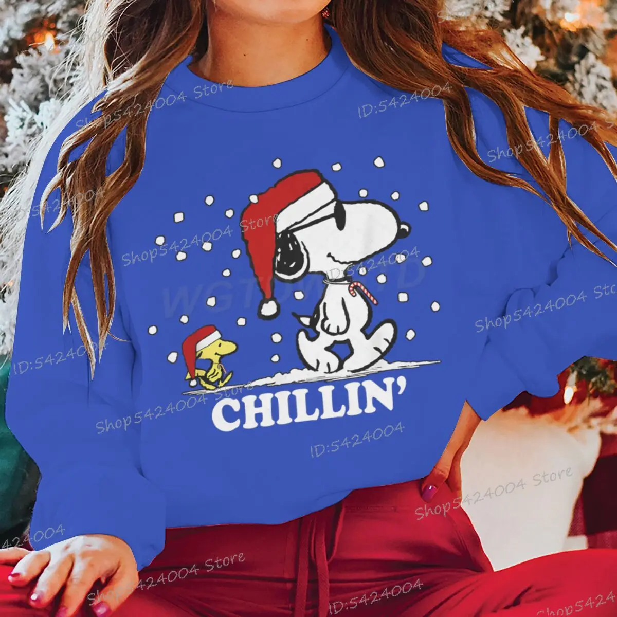 متعة عيد الميلاد الكلب Chillin البلوز أزياء النساء الرجال عيد ميلاد سعيد طويلة الأكمام البلوز زوجين السنة الجديدة الكرتون بلوزات #3