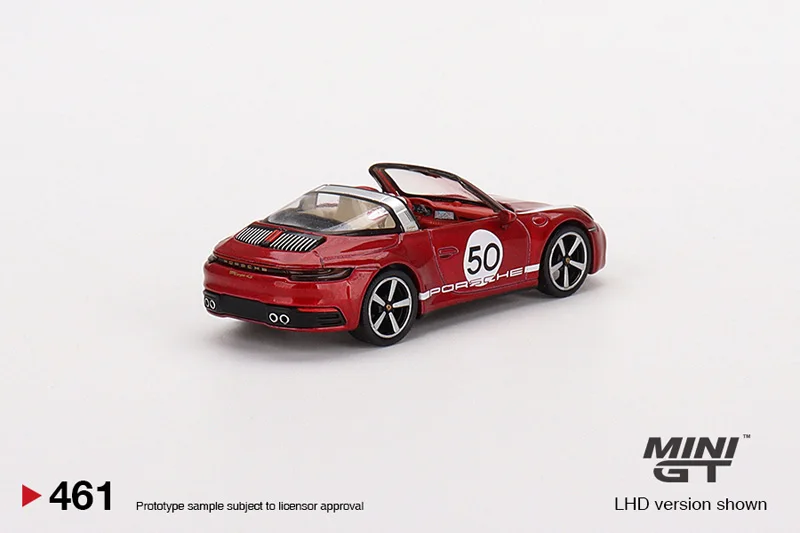 TSM MINI GT 1:64 #461  911 Targe 4S Heritage Design Edition Cherry Red Die-cast alloy car model collection display  gifts