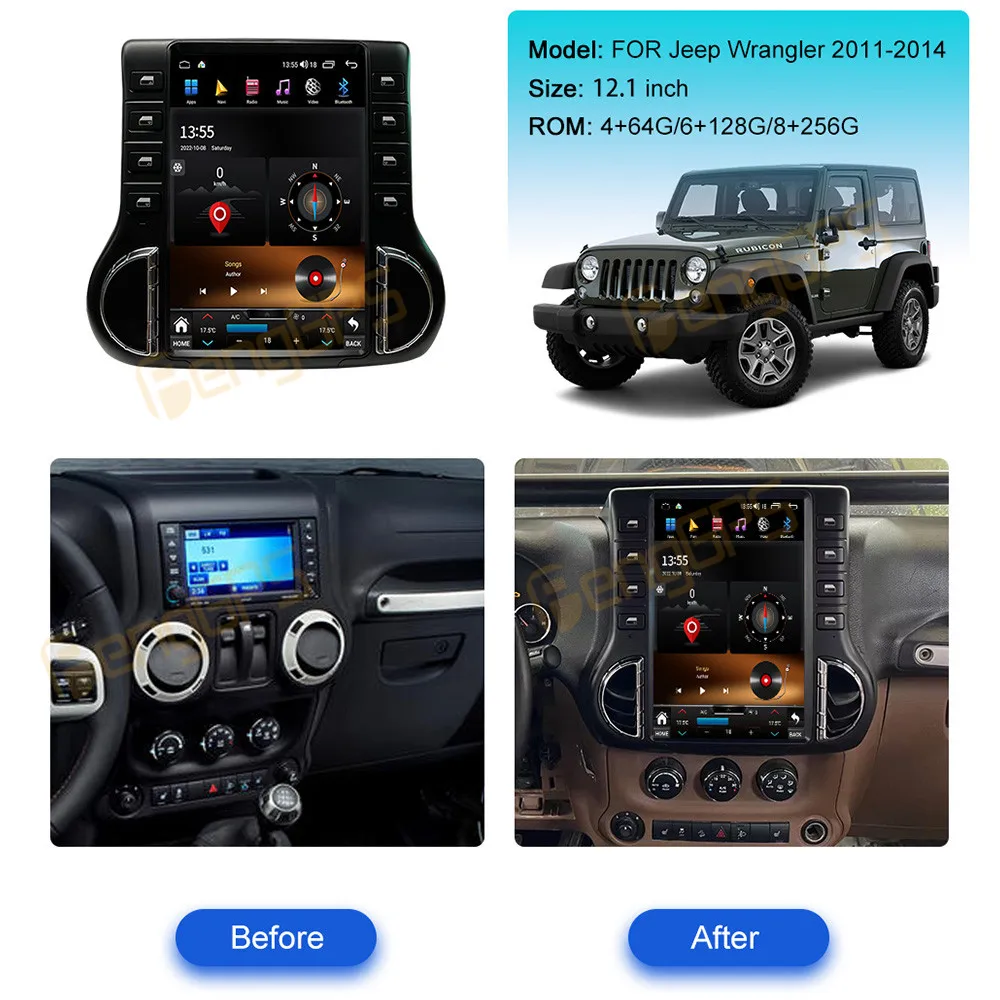 Autoradio Android pour Jeep Wrangler JK 2011-2017, Récepteur Stéréo 2Din, Lecteur de Limitation, Navigation GPS, Écran d'Unité Centrale