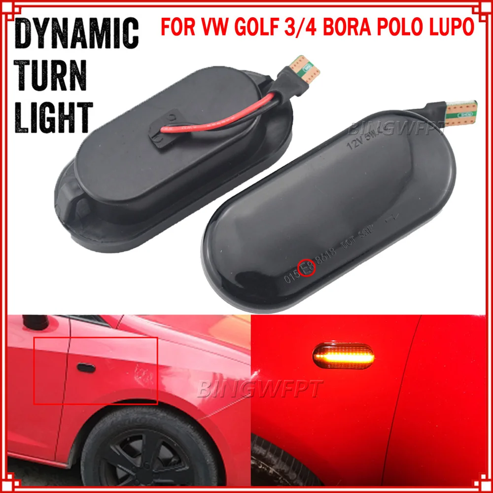 

Dynamic Side Marker Turn Signal Light Sequential Blinker Lights Lamp For VW Golf 3 4 MK3 MK4 Passat 3BG Polo 6N 9N Bora Vento