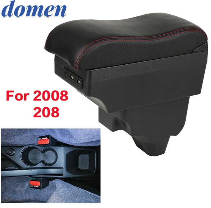 

For Peugeot 208 armrest box For 2008 armrest box Internal modification Retrofit parts USB Ashtray Car Accessories 2019 2020 2021