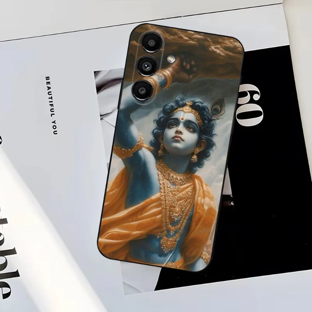 Vishnu Hare Krishna Phone Case For Samsung S25,S24,S23,S22,S21,S20,S10,Ultra,Plus,Lite,FE,Soft Silicone Black Cover