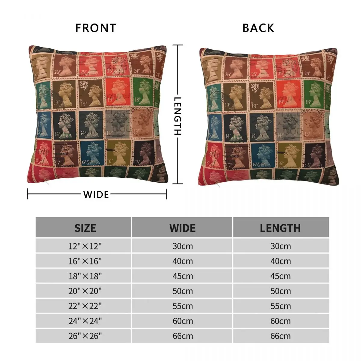 Vintage Stamp Queen Elizabeth Square Pillowcase Polyester Linen Velvet Printed Zip Decorative Sofa