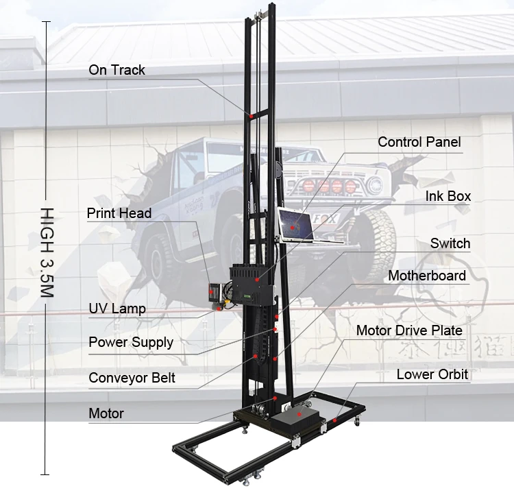 TH-UP700S 12m Ground Rail 3D UV Wall Inkjet Printer Detail Reproduction Sharp Image Quality Best Indoor and Outdoor