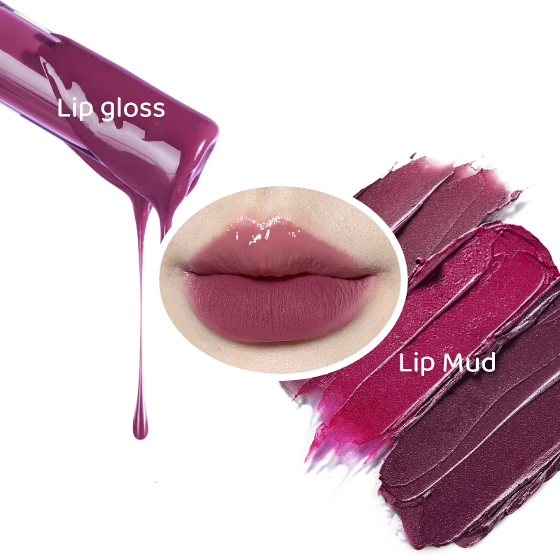 LEEMEMBER Double Head Lip Mud -Lip Gloss Lipstick Two Effect Have Fun Water Mirror Surface Glossy Matte Non-Stick Liquid Lip Mud