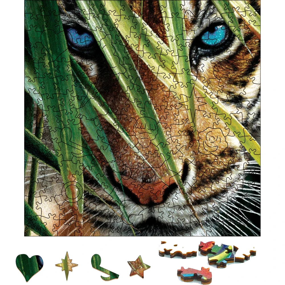 Ferocious Tiger Wooden Jigsaw Puzzle Toys For Adults Animal Wood Puzzles Home Decoration Board Game Puzzle Toy For Kids