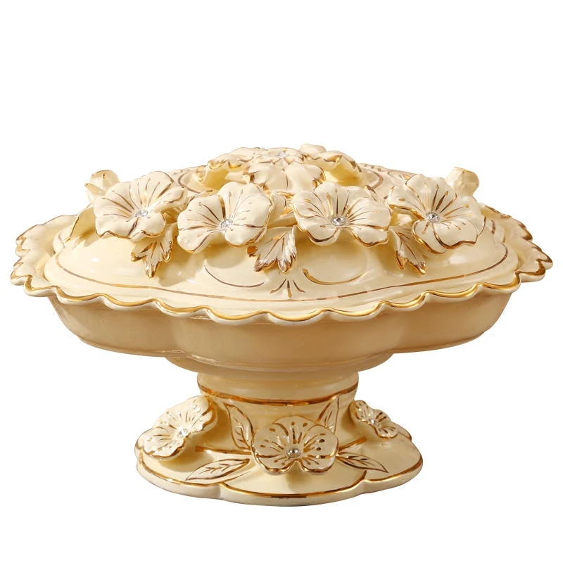 

Rotatable European Ceramic Fruit Plate Luxury Fruit Plate Creative Modern Living Room Dried Fruit Plate Grid