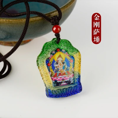 12PCS Greco-Buddhist pocket travel efficacious Mascot #Vajrasattva Yellow Jambhala Amitayus Buddha RULAI Crystal  Amulet