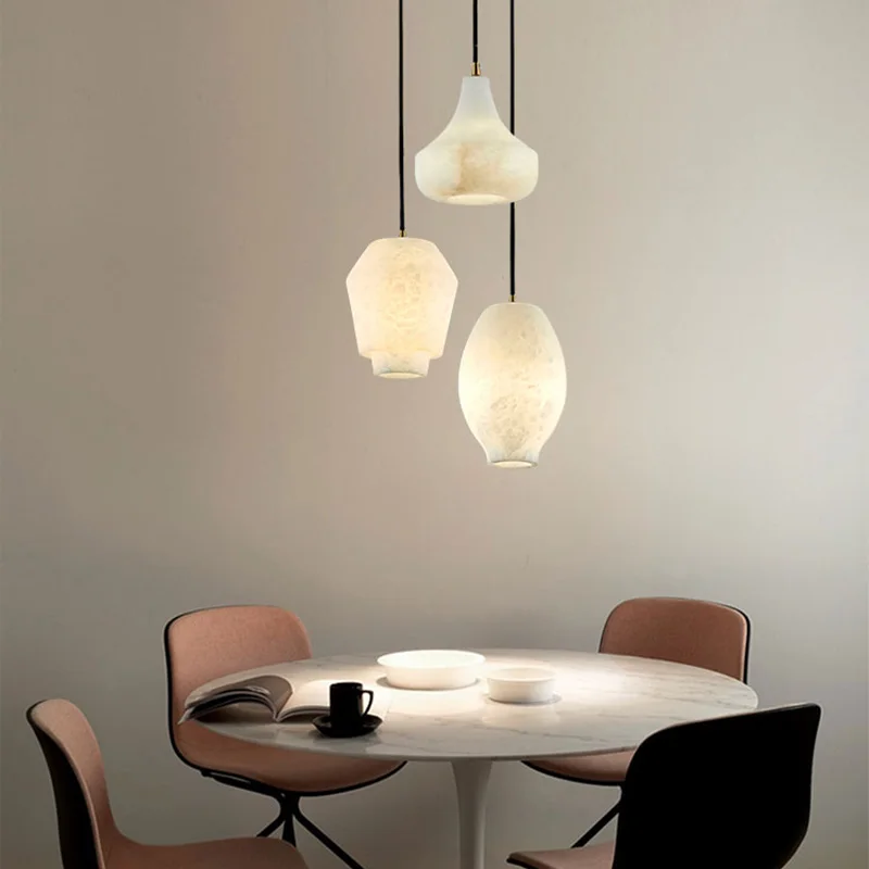 

Designer light living room ceiling marble chandelier, suitable for bar decoration, dimmable, metal lustre