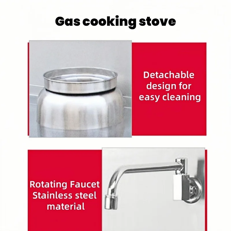 Commercial Gas Cooking Stove With 2-Burner 2-Warmer Stainless Steel Chinese Wok Range Kitchen Equipment for Chinese Food