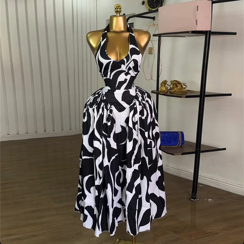 

Sweet and fresh neck high-end temperament high-waisted A-word dress long dress fashionable simple and versatile temperament eleg