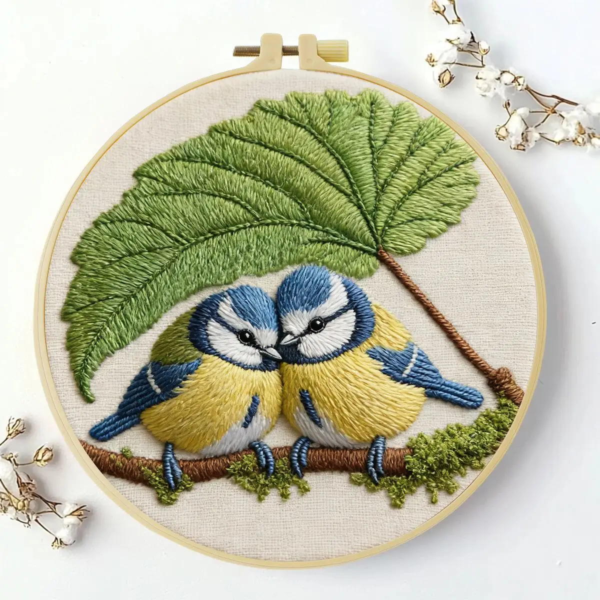 1 Stück 20X20CM/15X15CM 7,87/6,3 Zoll Der Vogel unter den Blättern Stickerei-Starter-Kit DIY-Kit DIY-Stickerei-Kit Handarbeiten – Detail 5