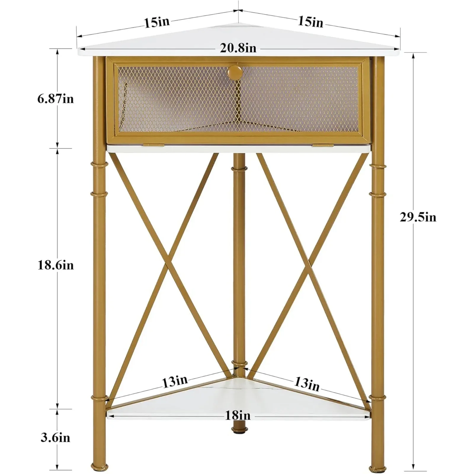 US Corner Table/Cabinet with Flip Door and Storage Shelves, Free-Standing Organizer for Compact Space in Living Room/Study