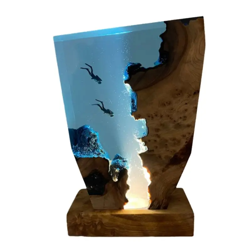 

Seabed Exploration Organism Resin Table Light 2 Divers Resin Table Light Seabed Exploration Theme Night Light-A68E