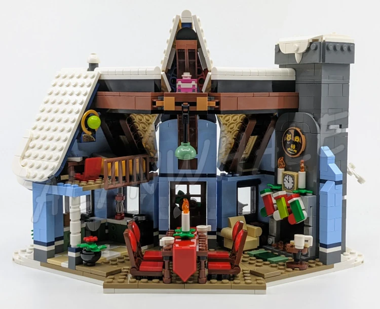 1445 elementów Kreatywny Ekspert Zimowa Wioska Odwiedziny Świętego Mikołaja Dom Świąteczny Kominek 88088 Klocki Kompatybilne z Modelami