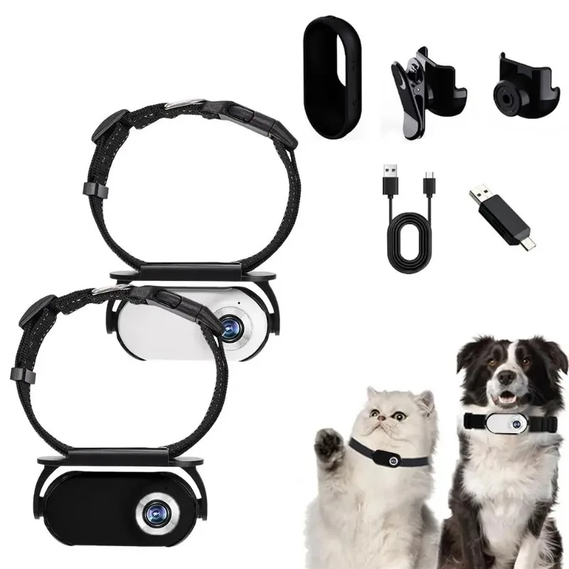 Cámara de Collar para mascotas para exteriores, No necesita WiFi, cámara de acción para Collar de gato, lente 170, cámara de grabación de vídeo, Mini ancho para perro