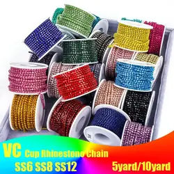 Alle Farben Krallen kette Elektro phoresi Strass steine Trim Stein Gold Diamant Strass dekorative Applikation Kristall be sätze für Kleider