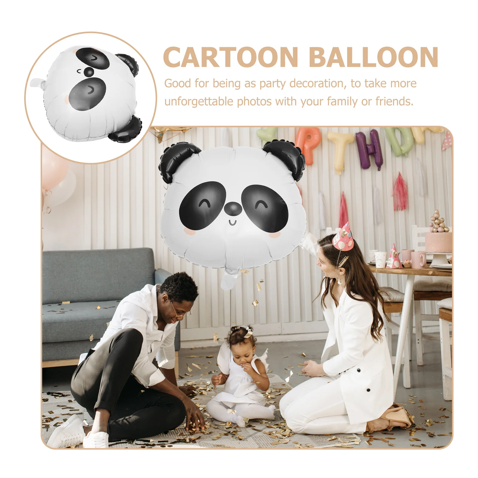 

5pcs Panda Balloons Cartoon Aluminum Film Inflatable Party Decorations Birthday Supplies Panda Themed Accessories Balloon