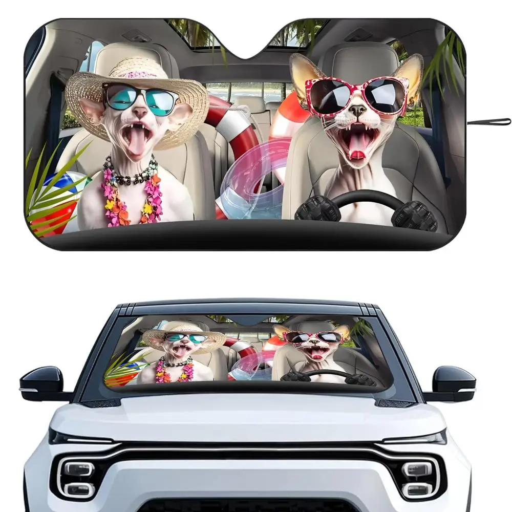 

Sphynx Cat Sun Visor Reusable Aluminum Foil UV Protector Heat Five-Layer Insulation Windshield Sunshades