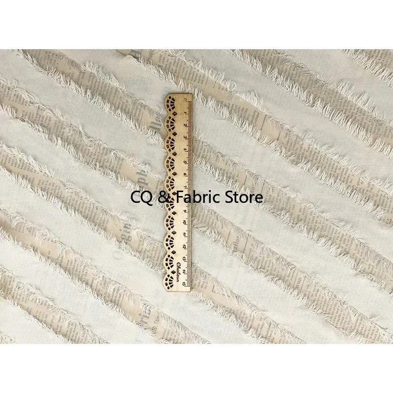 Chiffon Cut Flower Tassel Jacquard Fabric Diagonal Stripe Slightly Transparent Spring and Summer New Fabric DIY Shirt Dress