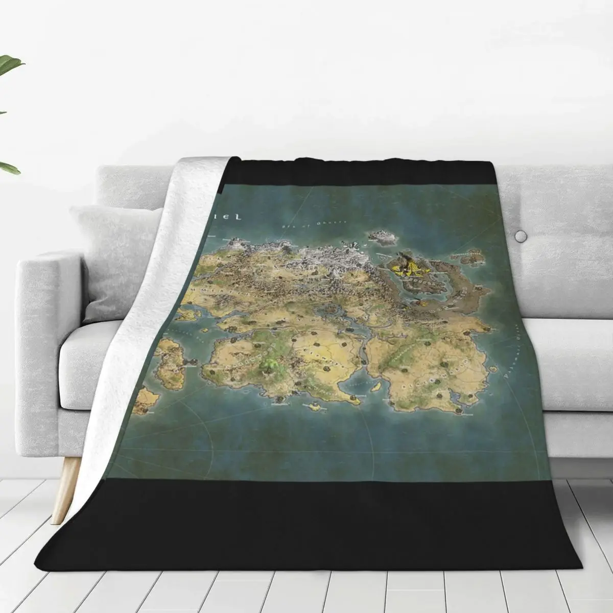 Tamriel Map Blanket Flannel Portable Sofa Throw Blankets For Couch Bedding Travel Throws Bedspread Quilt