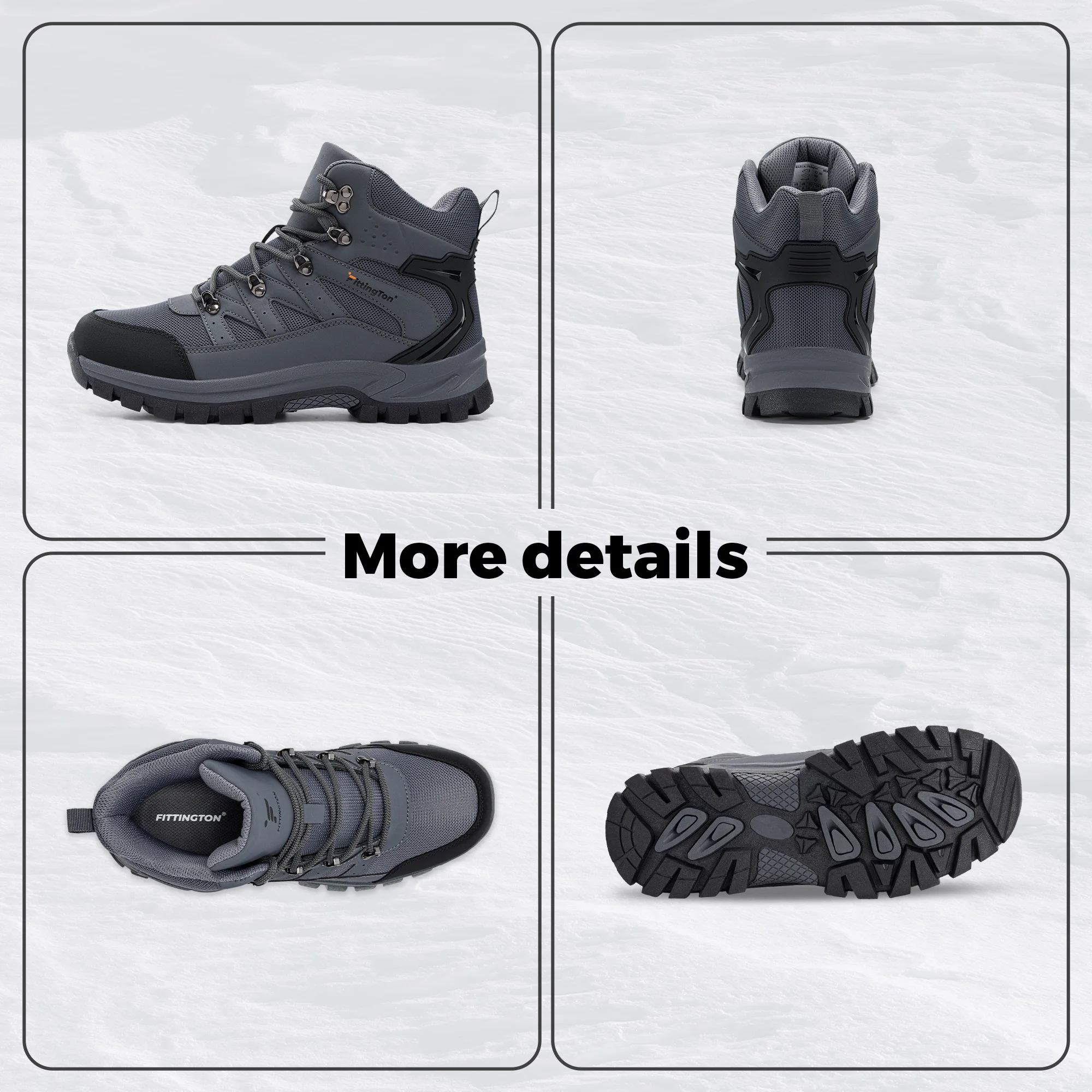 Fittington Herren-Wanderschuhe mit breiter Zehenpartie, wasserabweisend, hoher Schaft, taktische Militärstiefel, Trekking-Schuhe für Herren, Herbst, rutschfest. – Detail 8