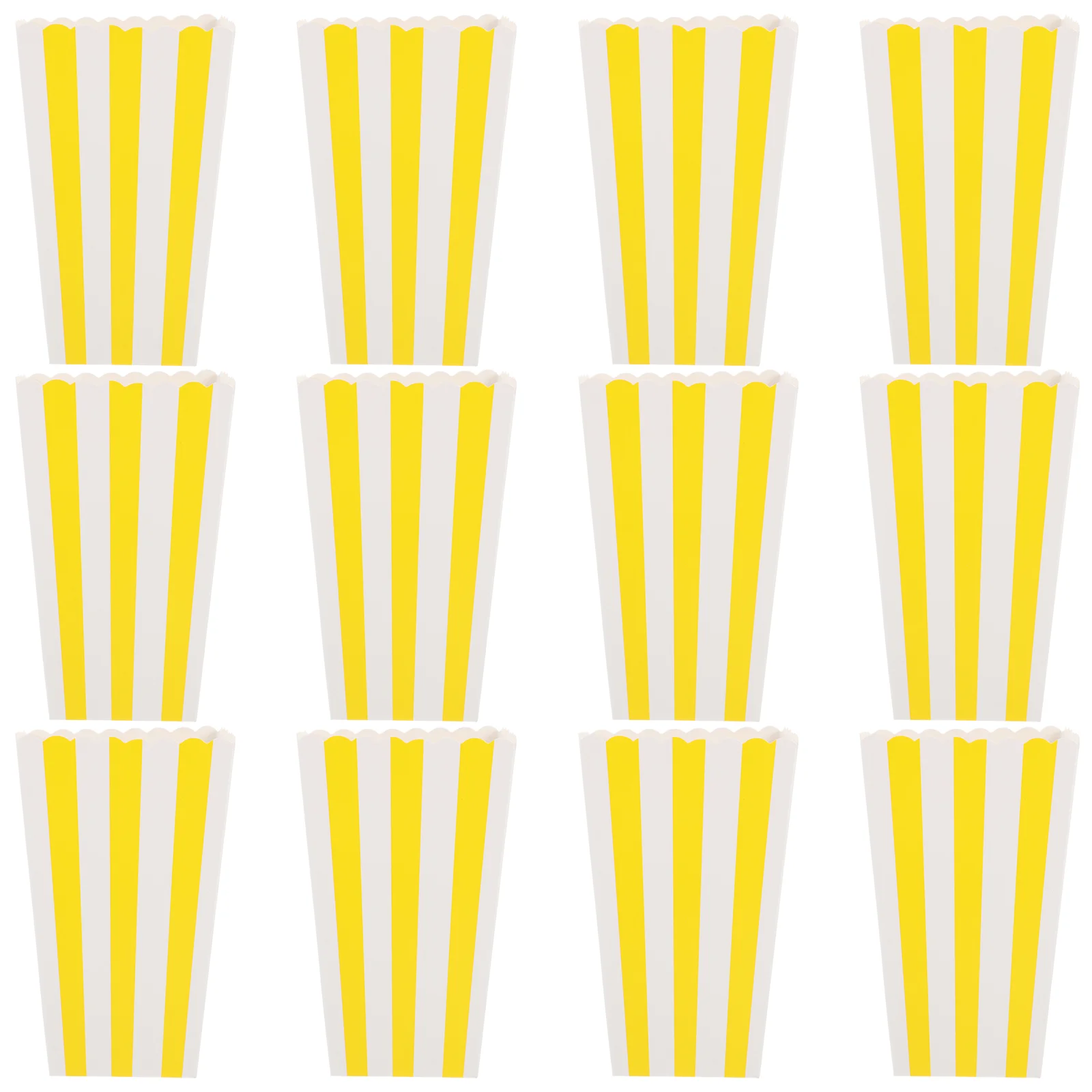 12 Pcs Popcorn Box Containers French Fries Serving Boxes Party Favor Paper Stripe Buckets Cases Bags