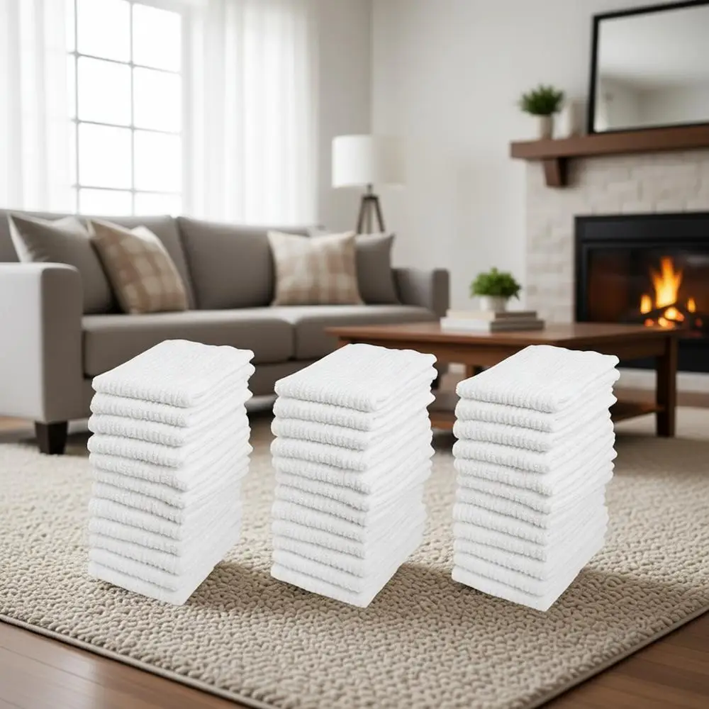 

Набор хлопковых кухонных полотенец, 12x12 дюймов, 100% моющиеся, 36 штук, белые, универсальные для повседневного использования