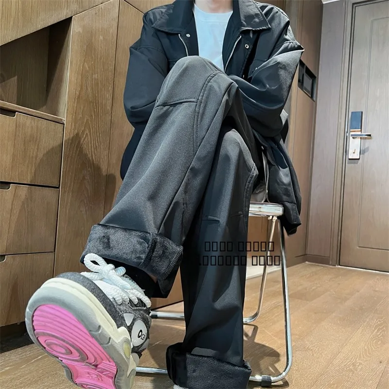 

Thiened Fce Winter Casual Pants Men's American Functional Trousers Outdoor Sports Long Pants Straight Leg Casual Pants