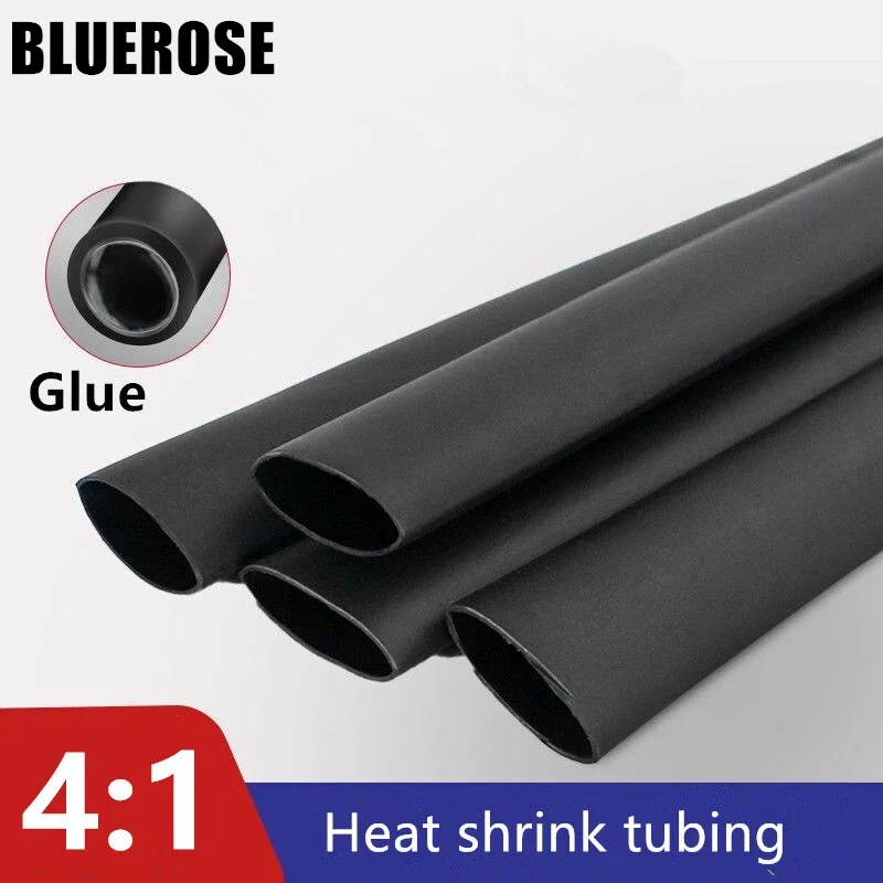 4:1 Black Heat Shrink Tubing Dual Wall Adhesive Glue Tube Marine Heat Shrink Tubing Backing Rubber Sleeve Double Wall Tube