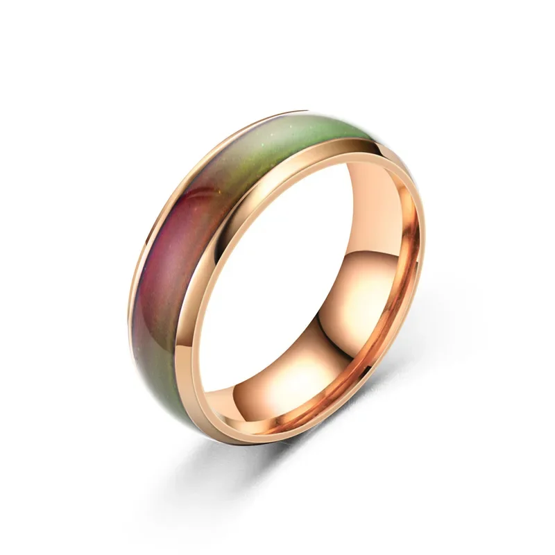 6Mm Veranderende Kleur Roestvrij Stalen Ringen Voor Vrouwen Stemming Emotie Gevoel Temperatuur Ring Mannen Koppels Mode Sieraden Cadeau