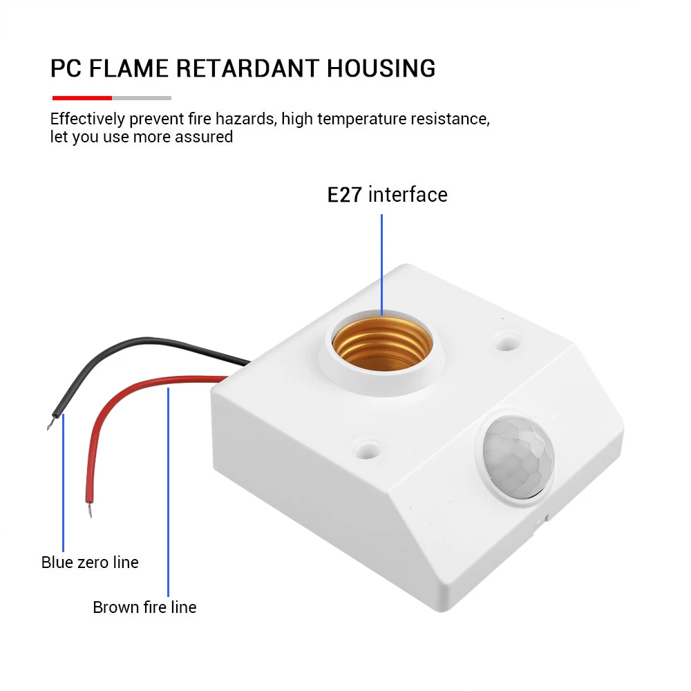 E27 المقبس حامل AC110-240V LED التلقائي جسم الإنسان الأشعة تحت الحمراء IR الاستشعار مصباح حامل LED لمبة إضاءة E27 قاعدة الجدار مصباح حامل