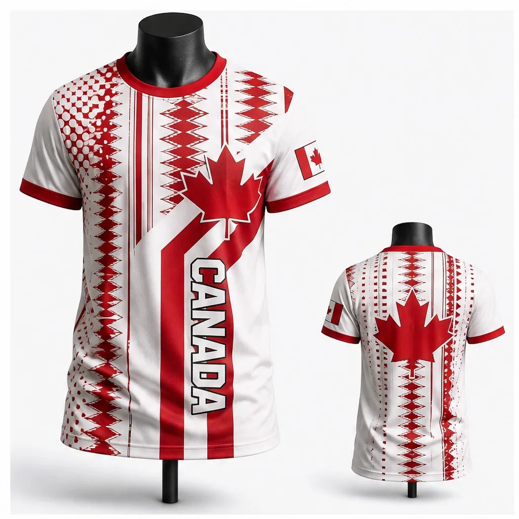 Mens Canada Crew Neck T Shirt White Red Maple Leaf Stripe Tribal Graphic Short Sleeve Casual Streetwear Top Summer Fashion Wears