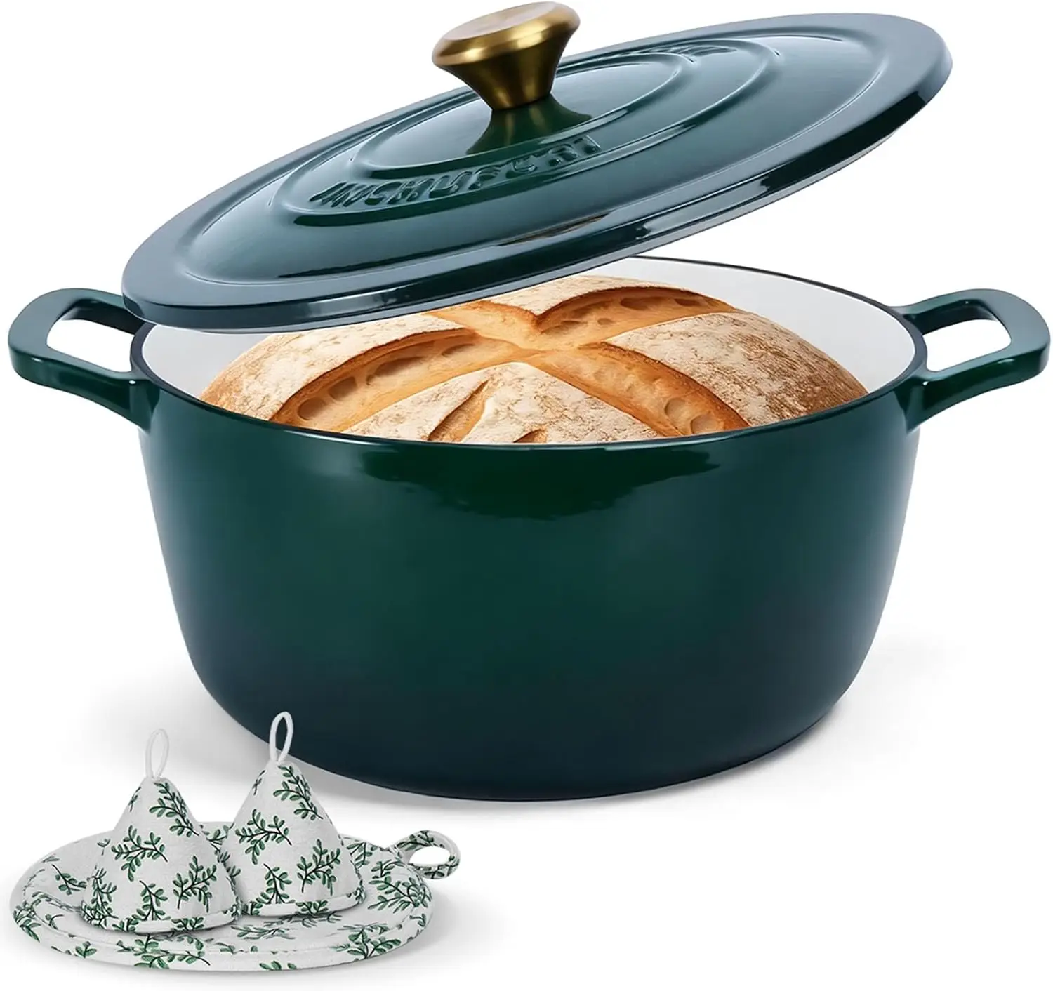 

Чугунная жаровня с крышкой – 5QT, для тяжелых нагрузок, подходит для духовки до 500°F ° Форма для выпечки с двумя ручками, идеально подходит для выпечки хлеба на закваске, тушения, запекания.