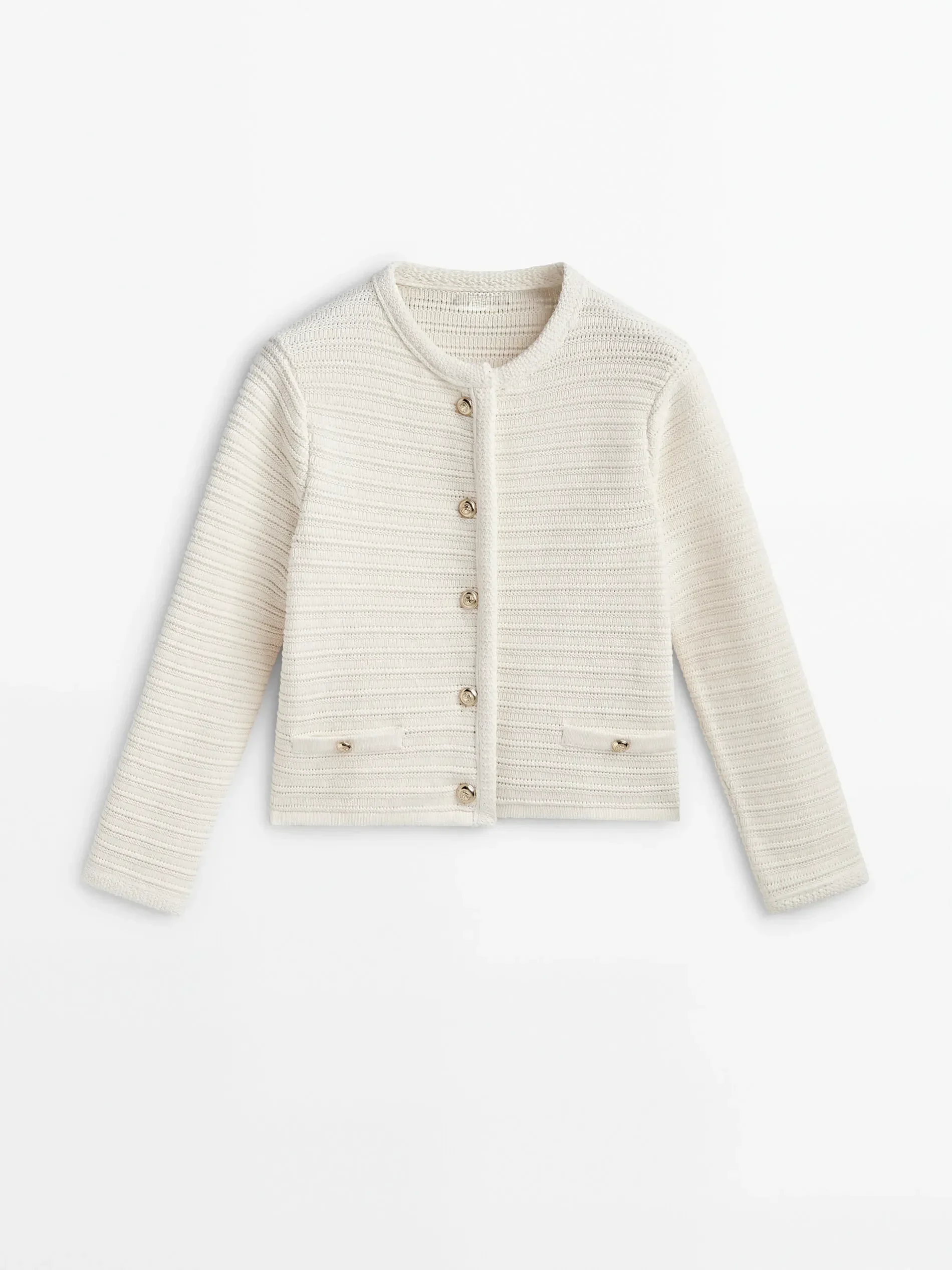 Ethereal MD 2026 YAZHIMEI women\'s spring new style of Small fragrance button design texture knitted cardigan short jacket