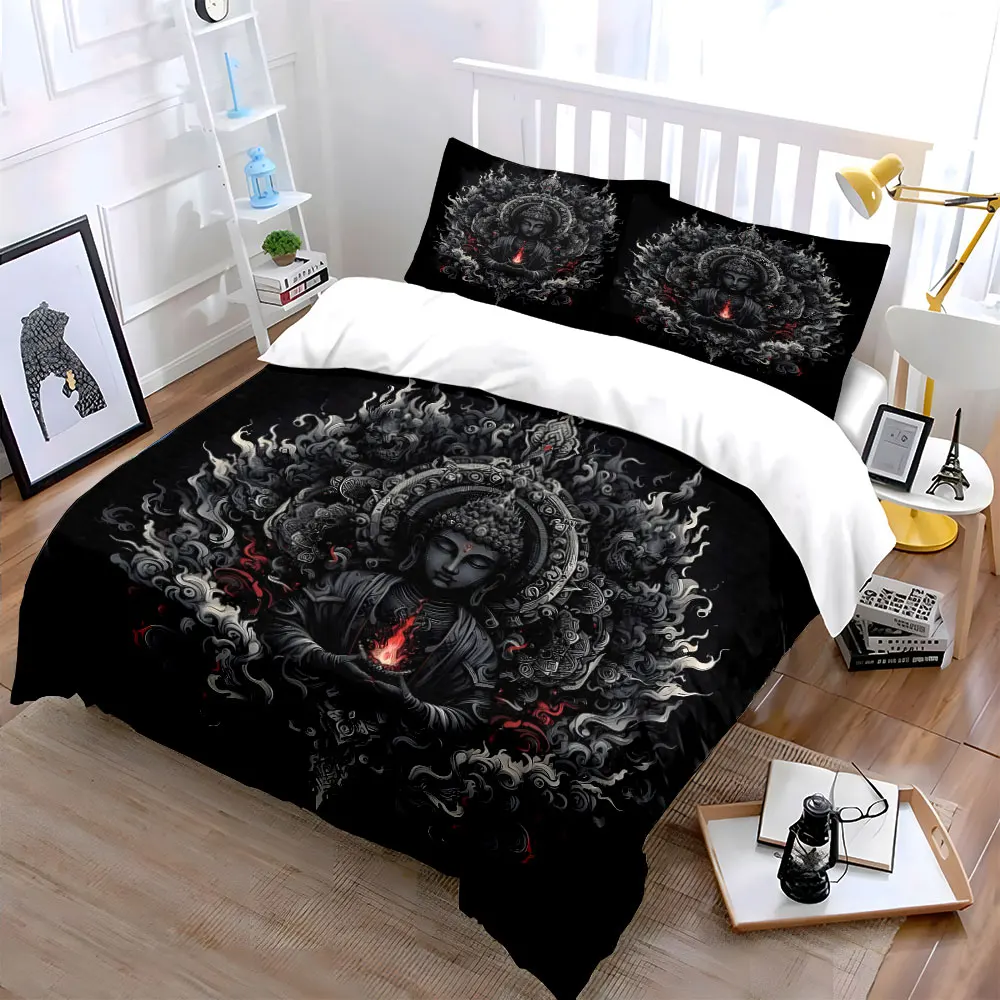 Mysterious figure with fiery decoration Bedding Set for Kids Luxury Gift 3pcs Digital Print Comforter Set Soft Comfortable