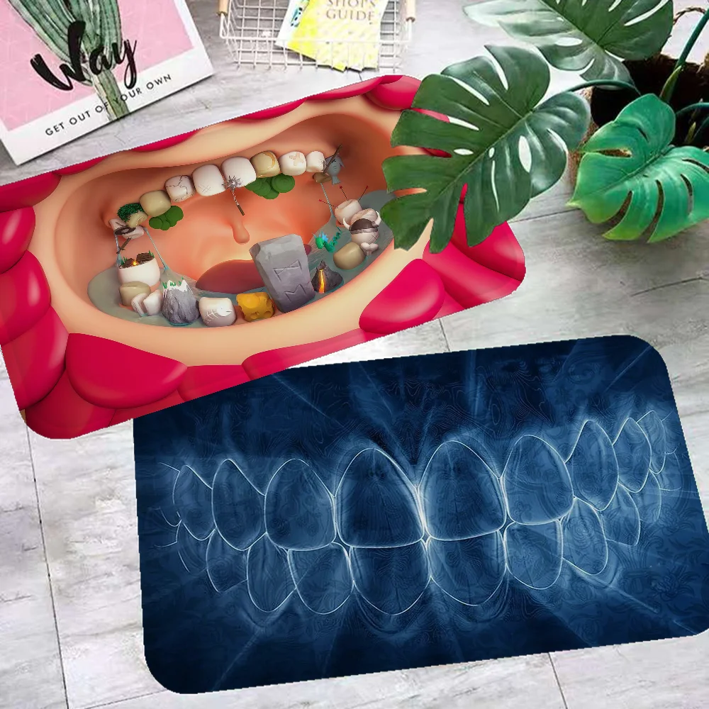 

TEETH Floor Mat Rectangle Anti-slip Home Soft Badmat Front Door Indoor Outdoor Mat Welcome Doormat