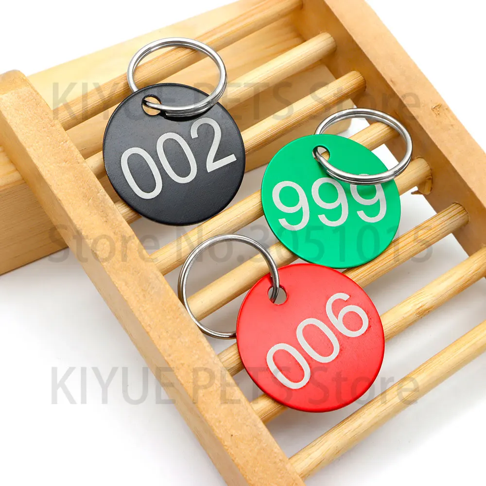 Customized 0-200 Digits Round Aluminum Tag Engraved Anti-lost Keyring Identification Plate Keychain Accessories