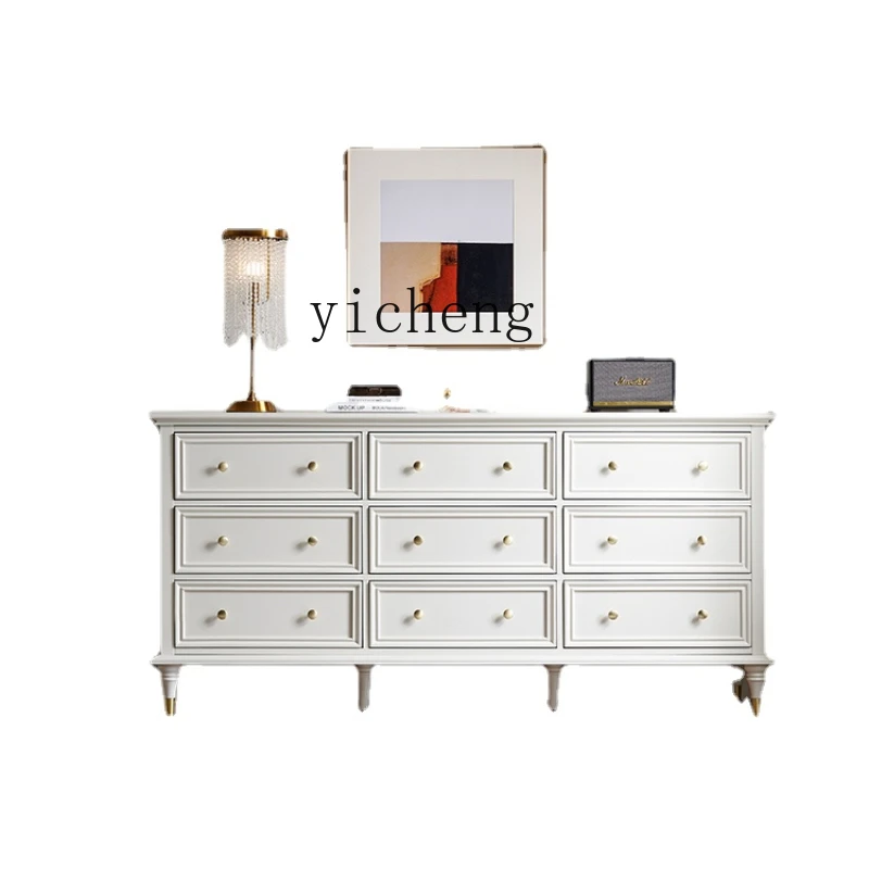 

Yy American Light Luxury Solid Wood Chest of Drawers Bedroom White Five Six Six Nine Chest of Drawers