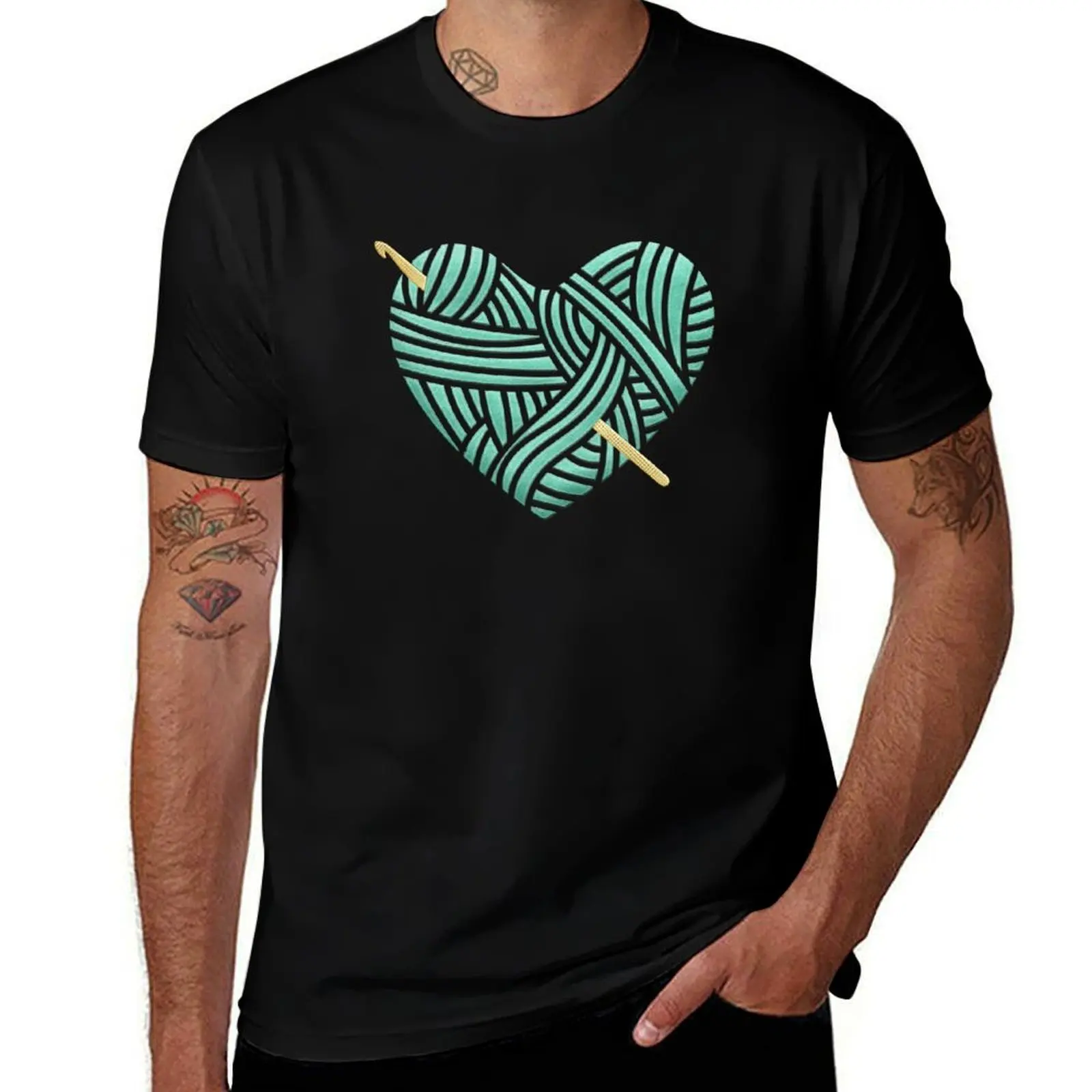 Love Crochet Design T-Shirt Independence Day Short Sleeve T-Shirt