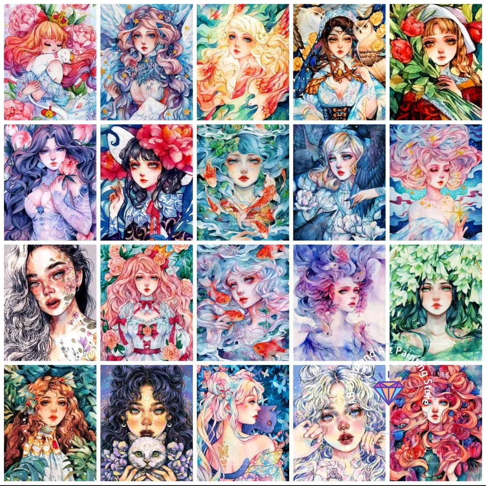 

New Cartoon Flower Girl AB Diamond Painting Kit Square Round Diamond 5D DIY Cross Embroidery Handmade Art Adult Gift Home Decor