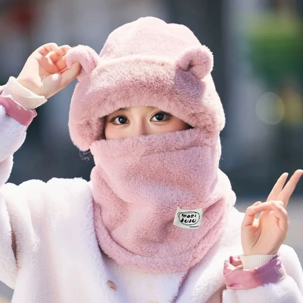 Gorro de bufanda integrado de invierno de felpa a la moda 4 en 1, jersey antifrío, gorro con máscara para mantener el calor, máscara a prueba de viento, gorro de lana para hombres