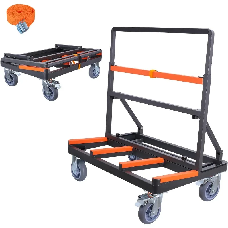 Folding Drywall Cart Heavy Duty,Panel Cart Load 2200 lbs Capacity,  Handling Plywood Sheetrock Glass and Windows Service Cart