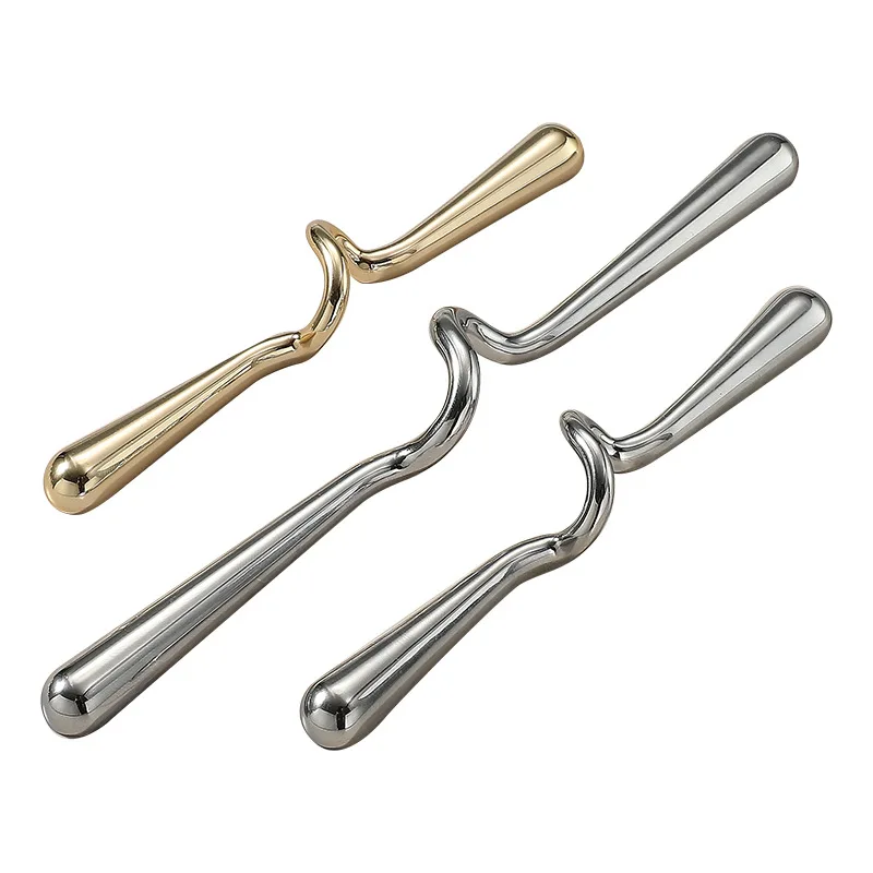 French Retro Light Luxury K Gold Silver Kitchen Cabinet Wardrobe Door Handle Furniture Drawer Cabinet Door Wave Handle Hardware