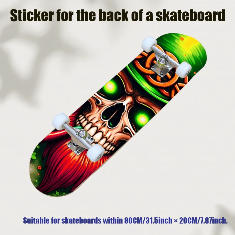 

1 Flat "Fantasy Spooky Skeleton" Retro Skateboard Sticker for Double Warp Skateboard Scooter Sticker Cool Sports Skateboard