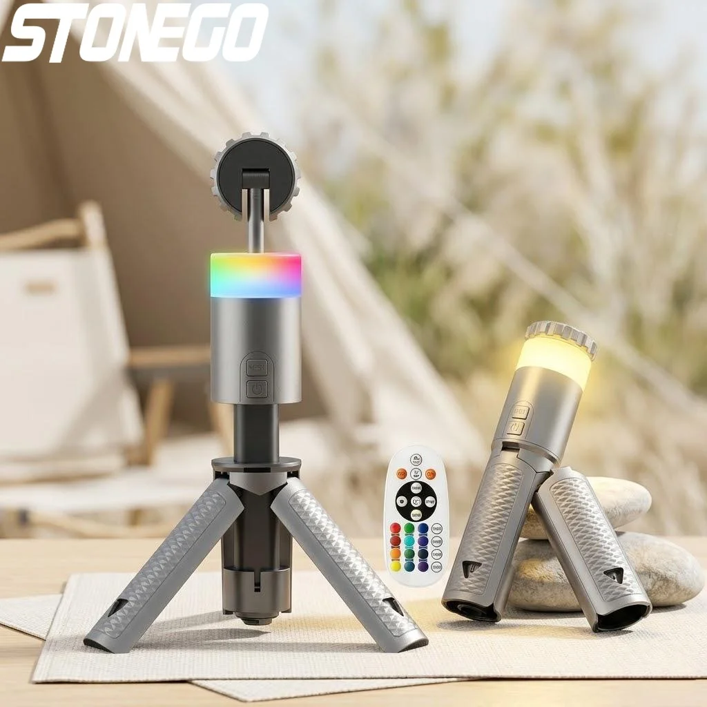 

Portable Outdoor Camping 6000mAh Multifunctional Flashlight Retractable Long Lasting Searchlight Mood Light 15 Colors