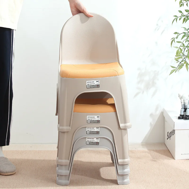 Plastic Minimalist Stool Backrest Simple Living Room Adult Small Stool Non-slip Home Thickened Small Chair Backbench