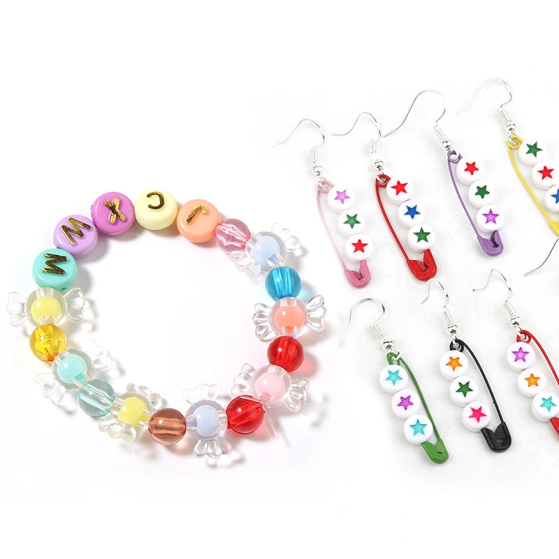 50-100Pcs Transparent Colored Candy Shape Beads Loose Spacer Acrylic Beads For DIY Charms Bracelet Necklace Jewelry Accessories - view 3