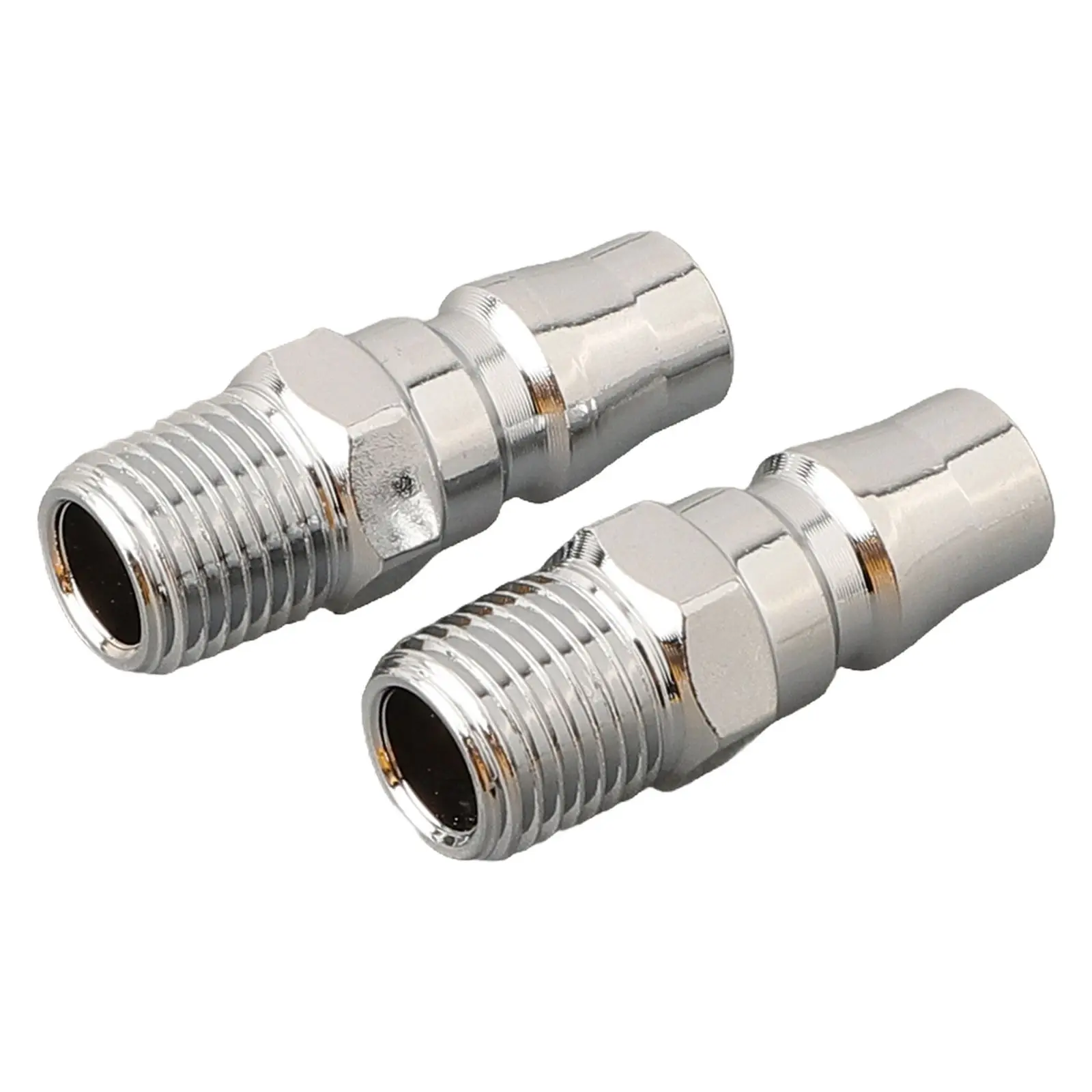 Set of 2 Male Coupling Air Fittings with 1/4 Inch For BSP Male Thread Steel Air Hose Connectors for Industrial and Workshop Use